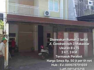 Di sewakan rumah 2 lt, Jl.Cendrawasih 3, Mks