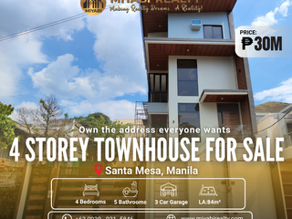 Near Don Bosco School Ready For Occupancy 4 Storey Duplex Townhouse in Santa Mesa Manila For Sale - LSS