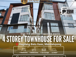 19M Brand New 4 Storey Compound Townhouse in Hagdang Bato Itaas Mandaluyong For Sale - LSS