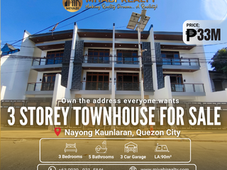 Ready For Occupancy 33M Brand New  3 Storey Modern Townhouse in Nayong Kaunlaran Quezon City - LSS