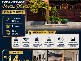 🏡 DIJUAL MURAH RUMAH SIAP HUNI DI PANTAI MENTARI – SURABAYA TIMUR