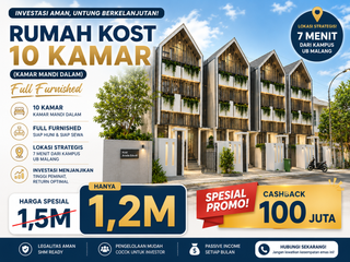 Investasi Properti Menjanjikan! Kost 10 Kamar Dekat UB Malang Mulai Rp1,2 M