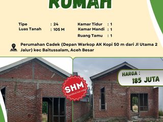 Dijual Rumah SHM di Perumahan Cadek, Baitussalam Aceh Besar- Legalitas SHM- LT 105 m²