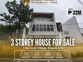 32M Brand New REady For Occupancy 3 Storey Residential Single Detached with Roofdeck For Sale in San Luis Village Baguio - LSS