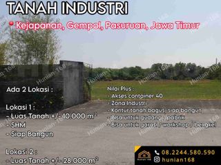 Jual Sewa Tanah Kavling Industri Gudang Pergudangan Raya Provinsi Propinsi Kejapanan Japanan Gempol Pasuruan Prigen Pandaan Jawa Timur Porong Arteri