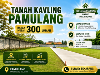 Kavling Tanah Dekat Pintu Tol Pamulang, Terima SHM per Unit