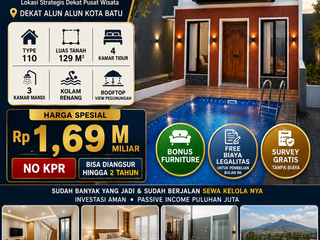 Villa Premium Kota Batu Dekat alun alun kota batu Bonus Furniture