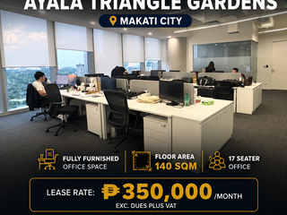 FOR LEASE  Fully Furnished Office Space Tower 2, Ayala Triangle Gardens, Brgy. Bel Air, Makati City