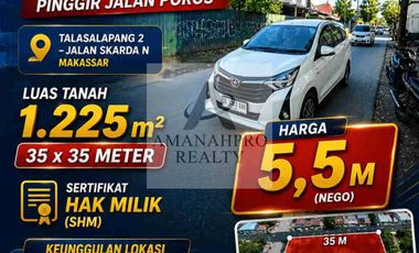 JUAL TANAH PINGGIR JALAN POROS TALASALAPANG 2 - JALAN SKARDA N MAKASSAR