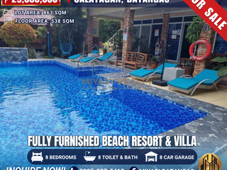 Beach Resort & Villa for Sale in Calatagan Batangas | 8BR Fully Furnished with Beach Access RAS