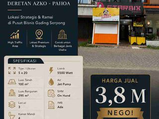 DIJUAL CEPAT RUKO DI GADING SERPONG SEKTOR 1B SEDERET AZKO - PAHOA HADAP JALAN & 3LANTAI SUDAH SHM BISA KPR