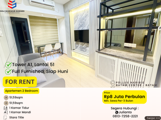 Disewa CEPAT Apartemen 2BR Full Furnished di Pollux Habibie Batam Center