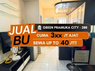 Jual BU Green Pramuka City 2BR Full Furnished 2 Menit Ke Halte Transjakarta