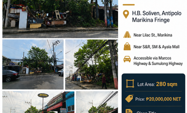 280 sqm Commercial Lot for Sale in H.B. Soliven, Antipolo near Marikina
