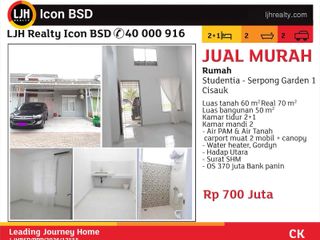 Rumah 1lt di Studentia Serpong Garden