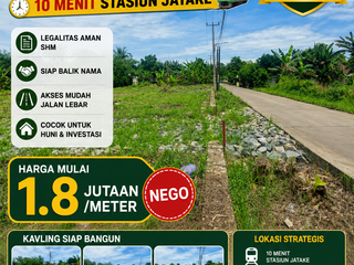 10 Menit Stasiun Jatake Dijual Murah Tanah Kavling Strategis, SHM