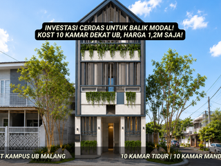 Cashflow Langsung! Rukost 10 Kamar Full Furnished Dekat UB Rp1,2 M
