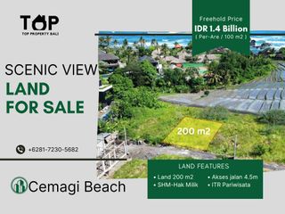 Tanah kecil 2 are dengan view sawah dan laut di pantai cemagi SHM