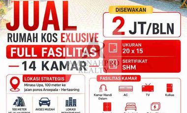 JUAL RUMAH KOS EXLUSIVE FULL FASILITAS DALAM KOTA MAKASSAR, 100 METER DARI JALAN HERTASNING-AROEPALA