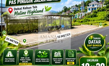 JUAL TANAH PAS PINGGIR JALAN ASPAL DI MALINO DEKAT KEBUN TEH MALINO HIGHLAND