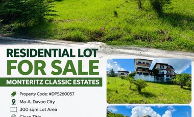 300sqm Residential Lot for Sale in Monteritz Classic Estates, Ma-a, Davao City