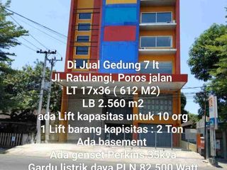 Di Jual / Di Sewakan Gedung 7 lt, Jl. Ratulangi, Poros Jalan, Mks