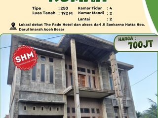 Dijual Rumah 2 Lantai SHM Dekat The Pade Hotel | LT 192 m² | Darul Imarah Aceh Besar