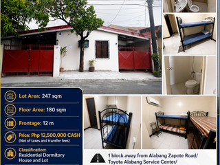 247 sqm lot with bungalow house used as dormitory in Greymarville Las Pinas City, behind Alabang Zapote Road.