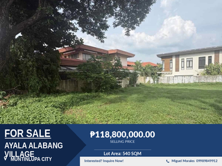 Prime 540 sqm Residential Lot For Sale in Ayala Alabang Village, Muntinlupa City