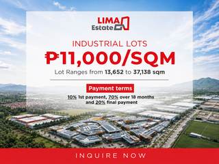 Industrial lot for sale Malvar Batangas at Lima Estate | 13,652 sqm to 37,138 sqm PEZA