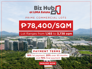 Commercial Lot for Sale in Lima Estate, Lipa-Malvar Batangas | ₱78K/SQM