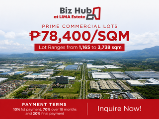 Lima Estate Commercial Lot for Sale | 1,165-3,738 SQM, Batangas
