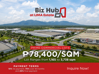 Commercial Lot for Sale | Lima Estate, Lipa City-Malvar, Batangas ₱78K/SQM, 1,165 to 3,738 SQM