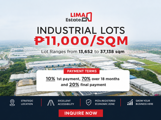 Lima Estate Industrial Lot for Sale Batangas | ₱11K/SQM 13,652 to 37,138 SQM