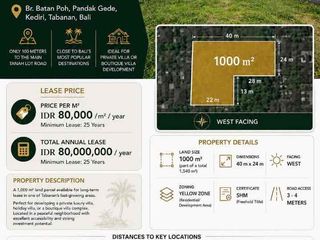 PREMIUM LAND FOR LEASE – PANDAK GEDE, KEDIRI, TABANAN, BALI