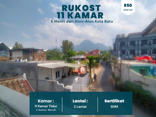 Peluang Investasi! Rukost 11 Kamar, 6 Menit ke Alun-Alun Batu