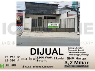 Ruko Super Luas Siap Operasional Sudah SHM  Lokasi di Pinggir Jalan Raya di Binong Karawaci