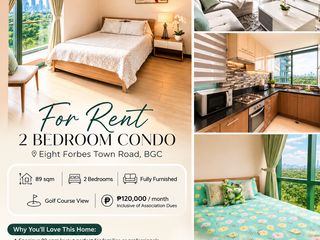 🔑 FOR RENT – 2 Bedroom Condo at Eight Forbes Town Road, BGC