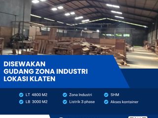 Disewakan Gudang Kawasan Industri Lokasi Super Strategis Klaten Luas 4800m2