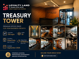 Office Space 318 sqm at Treasury Tower – Lantai 10 | Fitted Office | Available September 2026