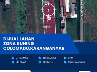 Dijual Tanah Pekarangan Zona Kuning Lokasi Strategis Colomadu, Karanganyar Luas 5710m2