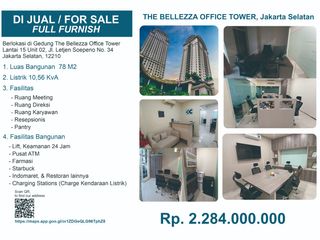 JUAL KANTOR / OFFICE FOR SALE (THE BELLEZA OFFICE TOWER) FULL FURNISH