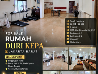 Rumah Luas 404 Pinggir Jalan Duri Kepa dekat Tanjung Duren Jakbar