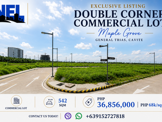 FOR SALE! 542 sqm CHEAPEST IN THE MARKET Prime Double  Corner Commercial Lot at Maple Grove, General Trias Cavite