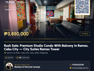 For Sale: Premium Studio Condo with Balcony in Ramos, Cebu City — City Suites Ramos Tower