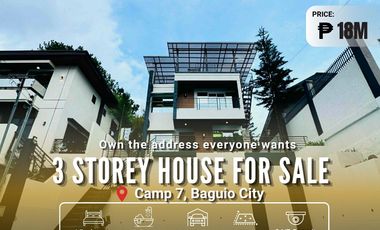18M | Pre-owned 3 Storey House and Lot with 3CG  in Camp 7 Baguio City  For Sale - LSS