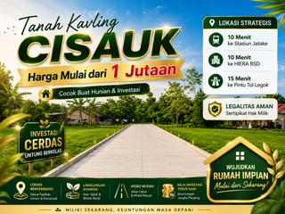 Kavling Murah Cisauk 1 Jt-An, 10 Menit ke Stasiun Jatake BSD, SHM
