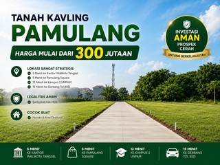 Kavling Dijual Pamulang, 5 Menit Kantor Walikota Tangsel, SHM