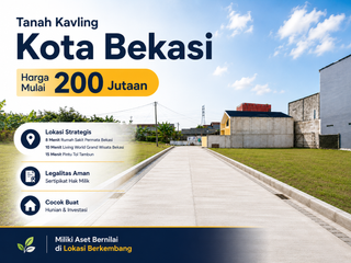 Kavling 200 Jt-An Bekasi, 15 Menit Pintu Tol Tambun, SHM