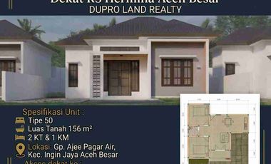 Rumah Murah Pembayaran Cash Bertahap  Lokasi Belakang RS Hermina dan dekat Pasar Lambaro Aceh Besar
